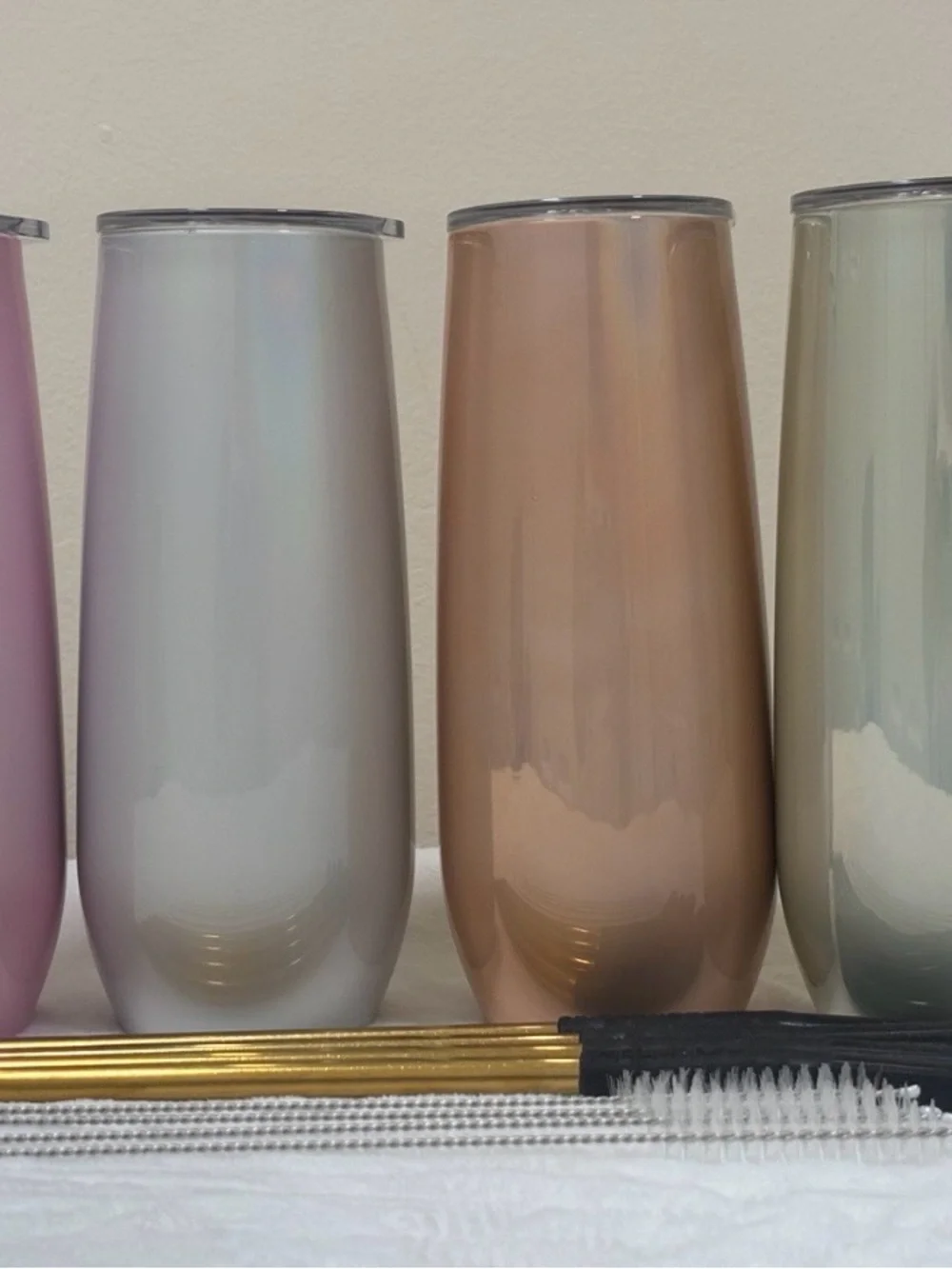 Set of 4 Iridescent 16oz Stainless Steel Wine Tumblers - Home Accents - NWOT